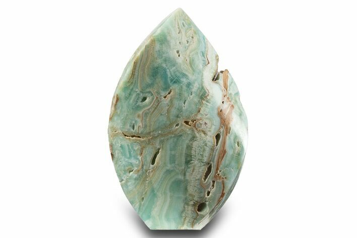 Polished Blue Caribbean Calcite Flame - Pakistan #323327